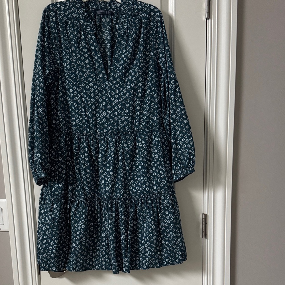 Vineyard Vines Dark Teal Floral Long Sleeve Dress